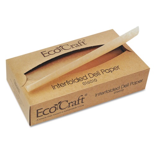 Food Service | Bagcraft 1601016010 EcoCraft Interfolded Soy Wax 10 in. x 10-3/4 in. Deli Sheets - Natural (12-Box/Carton 500-Sheet/Box) image number 0