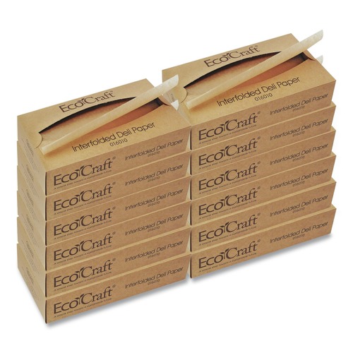 Food Service | Bagcraft 1601016010 EcoCraft Interfolded Soy Wax 10 in. x 10-3/4 in. Deli Sheets - Natural (12-Box/Carton 500-Sheet/Box) image number 0