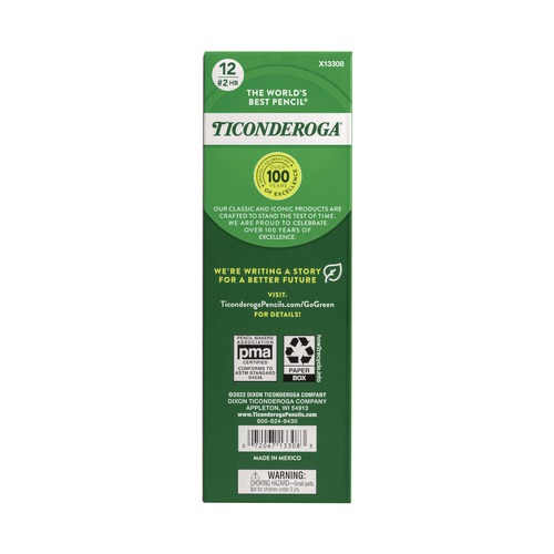 Pencils | Dixon X13308 Ticonderoga Beginners HB (No. 2) Woodcase Pencil with Eraser and Microban Protection - Black Lead/Yellow Barrel (1-Dozen) image number 0
