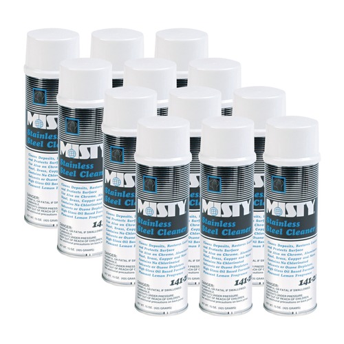 Cleaning & Janitorial Supplies | Misty 1001541 15 oz. Aerosol Spray Stainless Steel Cleaner and Polish - Lemon Scent (12/Carton) image number 0