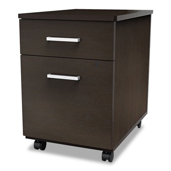 Linea Italia 16.5 in. x 19.75 in. x 23.63 in. Left or Right 2-Drawer Box/File Legal/Letter Trento Line Mobile Pedestal File - Mocha