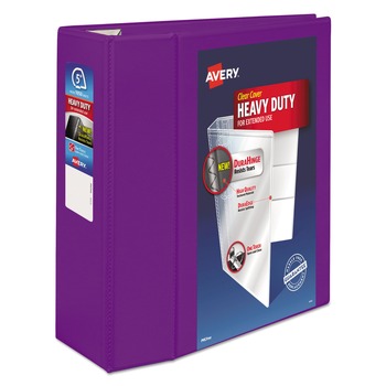 Avery 79816 3 Locking One Touch EZD Rings 5 in. Capacity 11 in. x 8.5 in. Heavy-Duty View Binder with DuraHinge - Purple