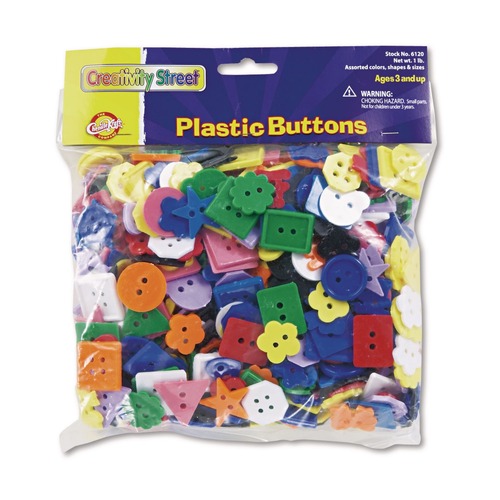 Bulk Savings Pricing 2 | Creativity Street PAC6120 1 lb Plastic Button Assortment - Assorted Colors/Shapes/Sizes (1/Pack) image number 0