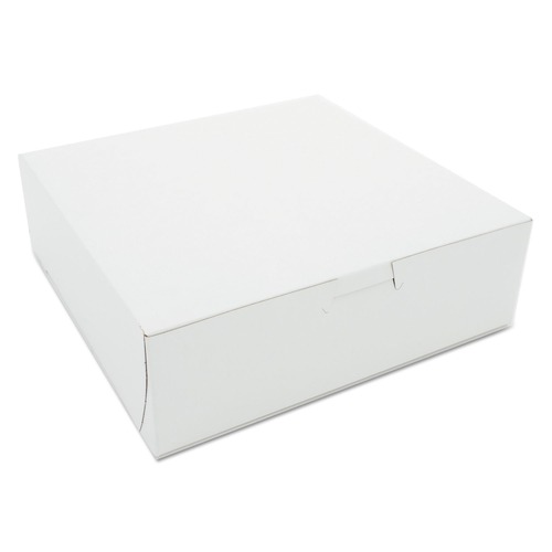Food Trays, Containers, and Lids | SCT SCH 0933 8 x 8 x 2.5 One-Piece Non-Window Paper Bakery Boxes - White (250/Bundle) image number 0