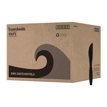 Boardwalk BWKKNIFEHWPPBLA Heavyweight Polypropylene Cutlery Knife - Black (1000/Carton)