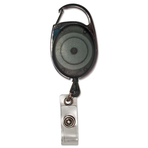 Office Jansan | Advantus 75551 30 in. Extension Carabiner-Style Retractable ID Card Reel - Smoke (12/Pack) image number 0