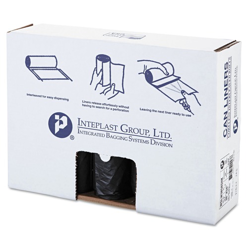 Trash Bags | Inteplast Group WSLW3858SHK Low-Density 60 Gallon 38 in. x 58 in. Commercial Can Liners - Black (100/Carton) image number 0