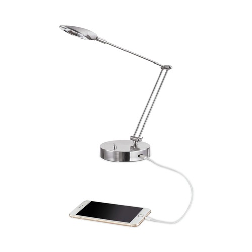  | Alera ALELED900S 11 in. W x 6.25 in. D x 26 in. H Adjustable Brushed Nickel LED Task Lamp with USB Port image number 0
