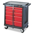  | Rubbermaid Commercial FG773488BLA Five-Drawer 32.63 in. x 19.9 in. x 33.5 in. Mobile Workcenter - Black/Red image number 2