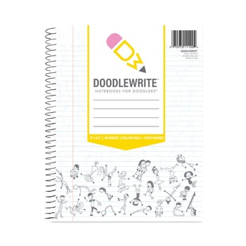Roaring Spring 11.25 in. x 9.25 in. 60-Sheets 1-Subject Medium/College Rule DoodleWrite Notebooks - White Cover (24/Carton)