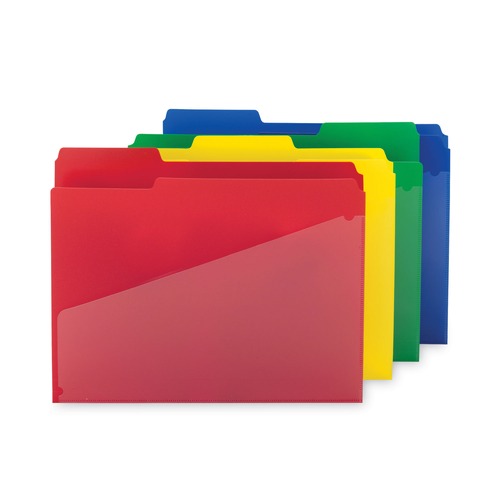 Art & Craft Paper | Smead 10541 0.75 in. Expansion Letter Size Poly Colored File Folders with Slash Pocket - Assorted Colors (12/Pack) image number 0