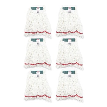 Rubbermaid Commercial Web Foot Shrinkless Looped-End Cotton/Synthetic Wet Mop Head - Medium, White (6/Carton)