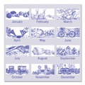 Bulletin Boards | AT-A-GLANCE G1000-17 12-Month: Jan 2026 to Dec 2026 12 in. x 12 in. Victorian Illustrations Artwork Illustrator's Edition Wall Calendar - White/Blue Sheets image number 1