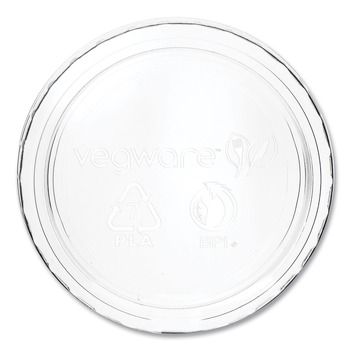 Vegware 2 oz. - 4 oz. Compostable Plastic Portion Pot Lids - Clear (2000/Carton)