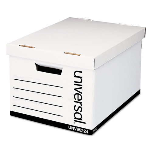 Office Jansan | Universal 9522403 Heavy-Duty Fast Assembly Lift-Off Lid Letter/Legal File Storage Box - White (12/Carton) image number 0