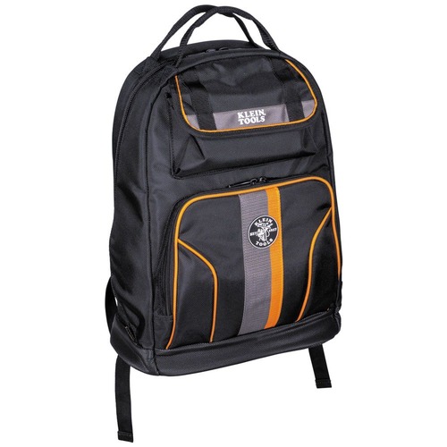 Cases and Bags | Klein Tools 55475 Tradesman Pro 17.5 in. 35-Pocket Tool Bag Backpack - Black/Orange image number 0