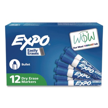 EXPO Low-Odor Bullet Tip Dry-Erase Marker - Medium/Blue (1-Dozen)