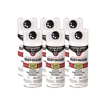 Rust-Oleum Stops Rust 5-in-1 Spray Paint, Gloss White, 12 oz Aerosol Can, 6/Carton