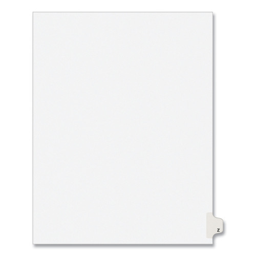 Office Jansan | Avery 01426 11 x 8.5 Avery Style Preprinted Legal Exhibit Side Z 26-Tab Index Dividers - White (25/Pack) image number 0