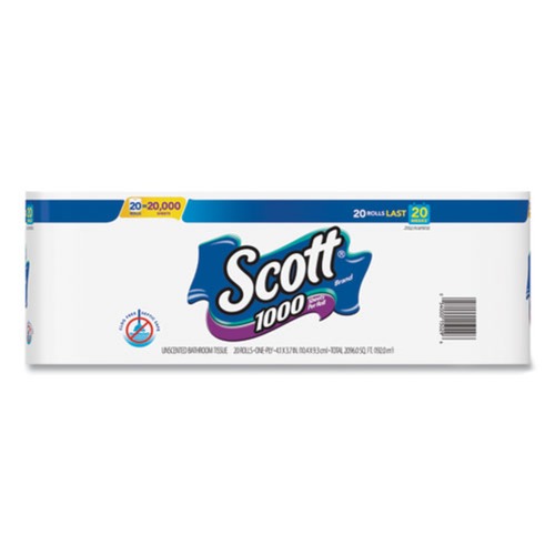 Cleaning & Janitorial Supplies | Scott KCC 20032 Septic Safe Standard Roll Bathroom Tissue - White (1000 Sheets/Roll, 20/Pack, 2 Packs/Carton) image number 0