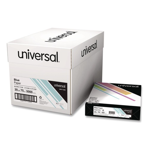 Art & Craft Paper | Universal UNV11202CT 8.5 in. x 11 in. 20 lbs. Bond Weight Deluxe Colored Paper - Blue (10 Reams/Carton) image number 0