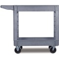 Utility Carts | Boardwalk UC4018BWK23 17.25 in. x 40 in. x 33.5 in. 2-Shelf Plastic Utility Cart - Gray image number 2