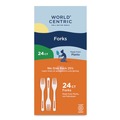 Cutlery | World Centric FO-PS-R Plastic Fork Medium Heavyweight TPLA Cutlery - Light Beige (24/Pack) image number 0