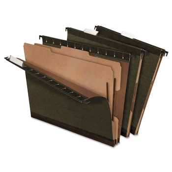 Pendaflex 2 in. Expansion 2 Dividers 4 Fasteners SureHook Reinforced Hanging Divider Folders - Letter Size/Green Exterior (10/Box)