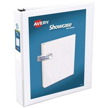 Avery 19651 11 in. x 8.5 in. 3 Rings 1.5 in. Capacity Showcase Economy View Binders with Slant Rings - White