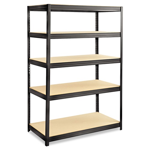  | Safco 6244BL 5-Shelf Boltless Steel/Particleboard 48 in. x 24 in. x 72 in. Shelving - Black image number 0