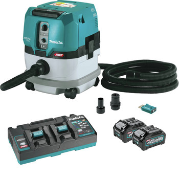 VACUUMS | Makita GCV02PMU 40V max XGT Brushless Lithium-Ion 2.1 Gallon Cordless AWS HEPA Filter Dry Dust Extractor Kit (4 Ah)