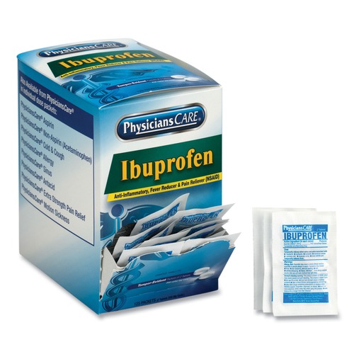 First Aid | PhysiciansCare 90109-001 Ibuprofen Pain Reliever (125 Packs/Box) image number 0