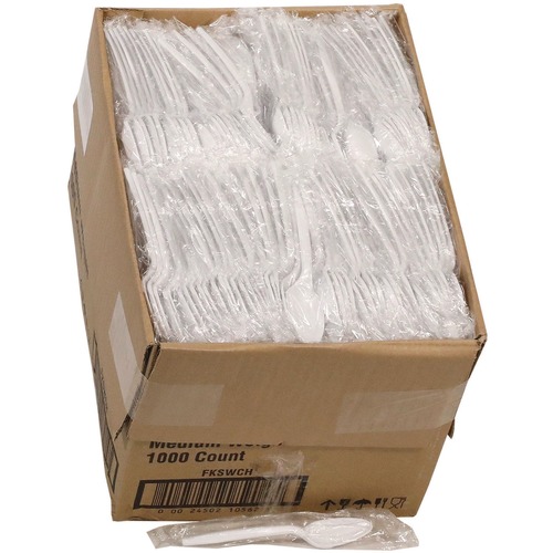 Bulk Savings Pricing 2 | Pactiv Corp. FKSWCH Plastic Mediumweight Spoon Individually Wrapped Fieldware Cutlery - White (1000/Carton) image number 0