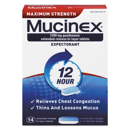 First Aid | Mucinex 63824-02314 14-Tablets Maximum Strength Expectorant image number 0