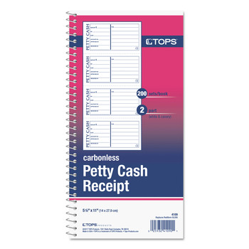 TOPS Two-Part Carbonless 5.5 in. x 11 in. Petty Cash Receipt Book (200 Forms/Book)