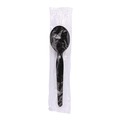 Cutlery | Boardwalk BWKSSHWPSBIW Heavyweight Wrapped Polystyrene Soup Spoons - Black (1000/Carton) image number 1