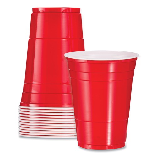 Cutlery | Dart P16R 16 oz. Plastic Party Cold Cups - Red (1000/Carton) image number 0