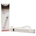  | Innovera IVR71660 6 AC Outlets 2 USB Ports 6 ft. Cord 1080 Joules Surge Protector - White image number 6