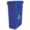 Trash & Waste Bins | Rubbermaid Commercial FG354007BLUE 23 Gallon Slim Jim Recycling Plastic Container with Venting Channels - Blue image number 0