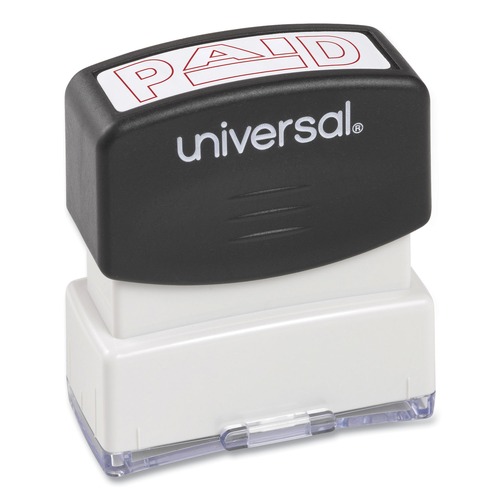 Universal UNV10062 Pre-Inked One-Color PAID Message Stamp - Red image number 0
