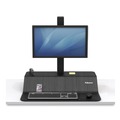 | Fellowes Mfg Co. 8080101 Lotus VE 29 in. x 28.5 in. x 42.5 in. Single Monitor Sit-Stand Workstation - Black image number 2