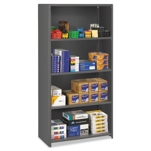 Office Carts & Stands | Tennsco ESPC-1836 36 in. W x 18 in. D x 75 in. H Closed 5-Shelf Commercial Steel Shelving - Medium Gray image number 0
