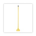 Mops | Boardwalk BWK620 60 in. Quick Change Side-Latch Plastic Mop Head Aluminum Handle - Yellow image number 1