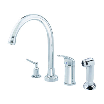 Gerber D409112 Melrose Widespread Kitchen Faucet with Soap Dispenser & Sidespray (Chrome)