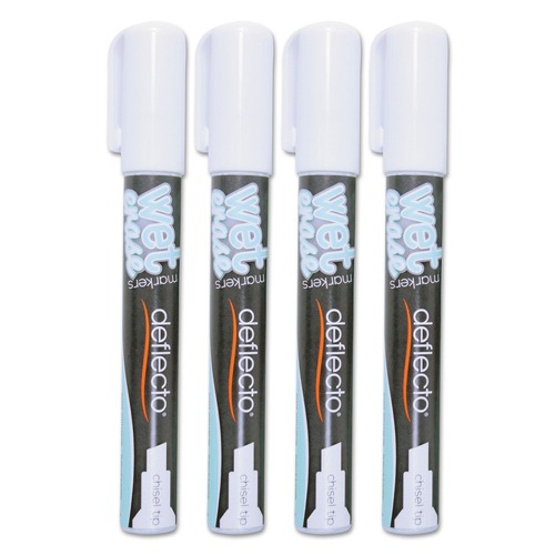 Office Jansan | Deflecto SMA510-V4-WT Wet Erase Markers with Medium Chisel Tip - White (4/Pack) image number 0