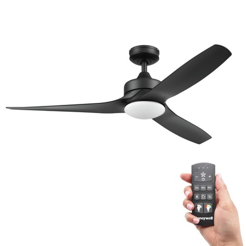 Ceiling Fans | Honeywell 51854-45 52 in. Remote Control Indoor Outdoor Ceiling Fan with Color Changing LED Light - Black image number 0