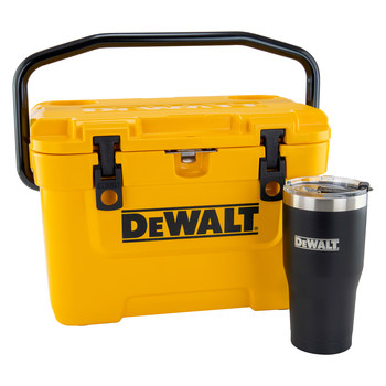Dewalt 10 qt. Roto-Molded Insulated Lunch Box Cooler and 30 oz. Black Powder Coated Tumbler Combo