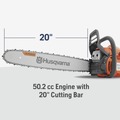 Chainsaws | Husqvarna 970613118 450 Rancher Gas Powered Chainsaw, 50.2-cc 3.2-HP, 2-Cycle X-Torq Engine, 20 Inch Chainsaw with Automatic Oiler image number 5