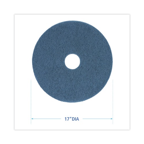 Office Jansan | Boardwalk BWK4017BLU 17 in. Diameter Scrubbing Floor Pads - Blue (5/Carton) image number 0