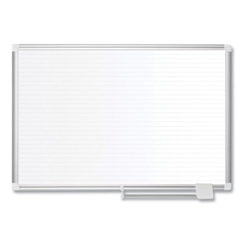 MasterVision 48 in. x 36 in. Ruled Magnetic Steel Dry Erase Planning Board - White Surface/Satin Aluminum Frame